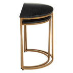 Varana Black Marble and Gold Finish Set of 2 Half Moon Nesting Tables