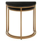 Varana Black Marble and Gold Finish Set of 2 Half Moon Nesting Tables