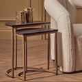 Varana Black Marble and Gold Finish Set of 2 Half Moon Nesting Tables