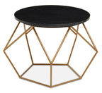 Varana Black Marble Round Coffee Table with Gold Finish Frame
