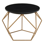 Varana Black Marble Round Coffee Table with Gold Finish Frame