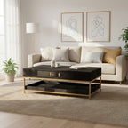 Kensington Townhouse Black Hair on Leather 2 Drawer Coffee Table