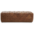 Brown Leather Rectangle Chesterfield Ottoman, Hoxton
