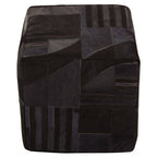 Bosie Safira Black And Grey Deco Hair on Leather Pouffe