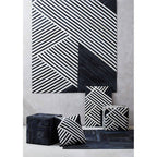 Bosie Safira Black And Grey Deco Hair on Leather Pouffe