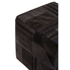 Bosie Safira Black And Grey Deco Hair on Leather Pouffe