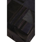 Bosie Safira Black And Grey Deco Hair on Leather Pouffe