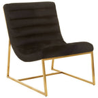 Vogue Black Velvet Channel Tufting Lounge Chair