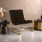 Vogue Black Velvet Channel Tufting Lounge Chair