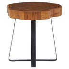 Manado Natural Teak Wood Live Edge Side Table with Black Finish Legs