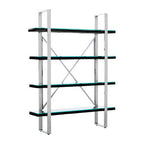 Kerala Black Recycled Wood and Glass 4 Tier Shelf Unit