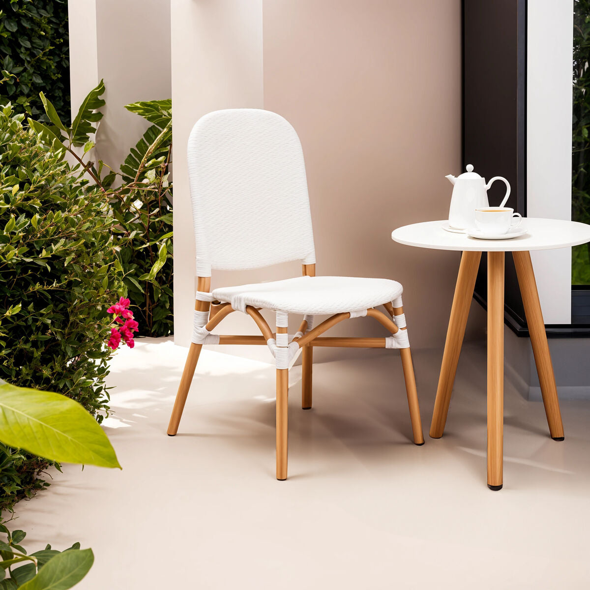 Manado Natural and White Rattan Dining Chair