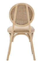 Cebu White Wash Wood and Rattan Dining Chair with Beige Seat