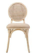 Cebu White Wash Wood and Rattan Dining Chair with Beige Seat