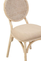 Cebu White Wash Wood and Rattan Dining Chair with Beige Seat