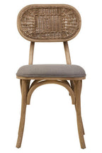 Cebu Grey Wash Wood and Rattan Dining Chair with Fabric Seat