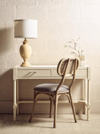 Cebu Grey Wash Wood and Rattan Dining Chair with Fabric Seat