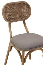 Cebu Grey Wash Wood and Rattan Dining Chair with Fabric Seat