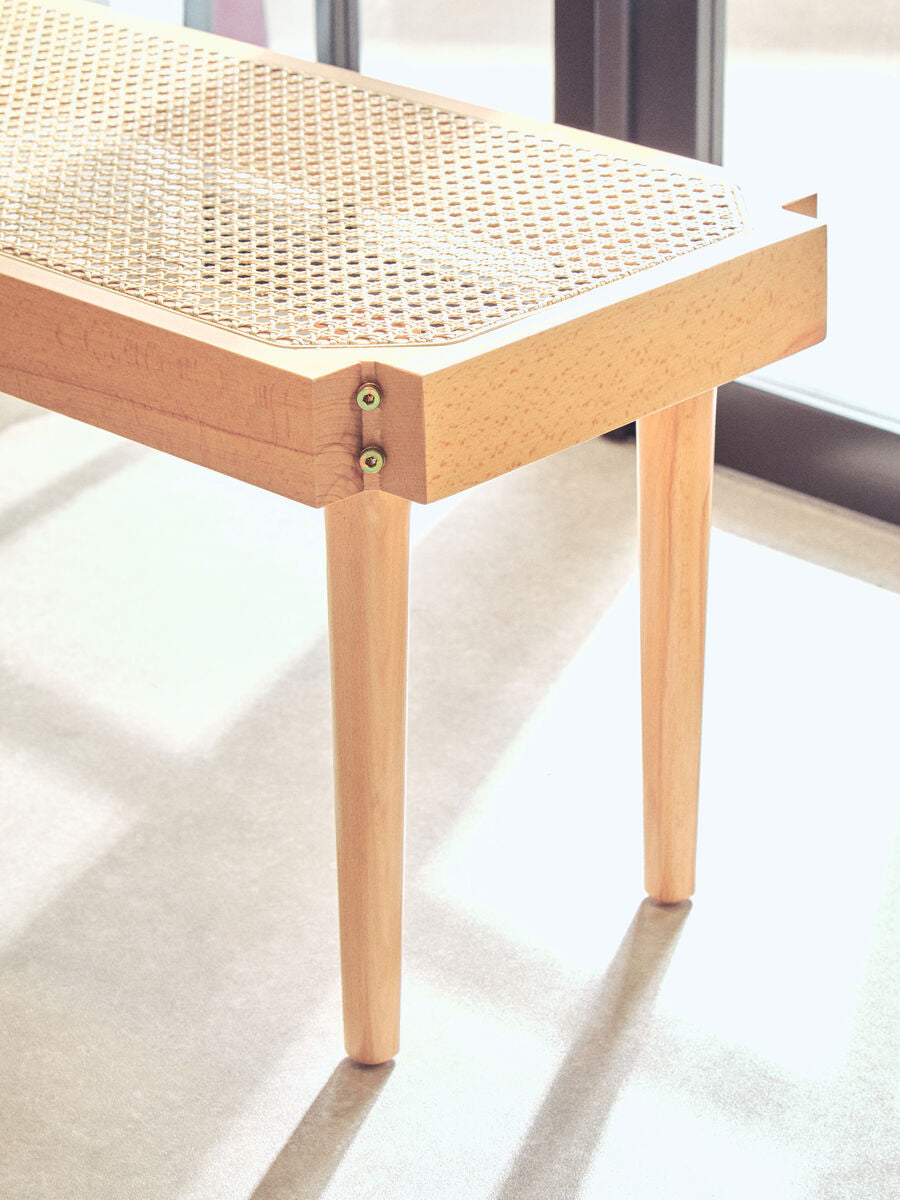 Natural Cane and Beech Wood Bench | Cebu