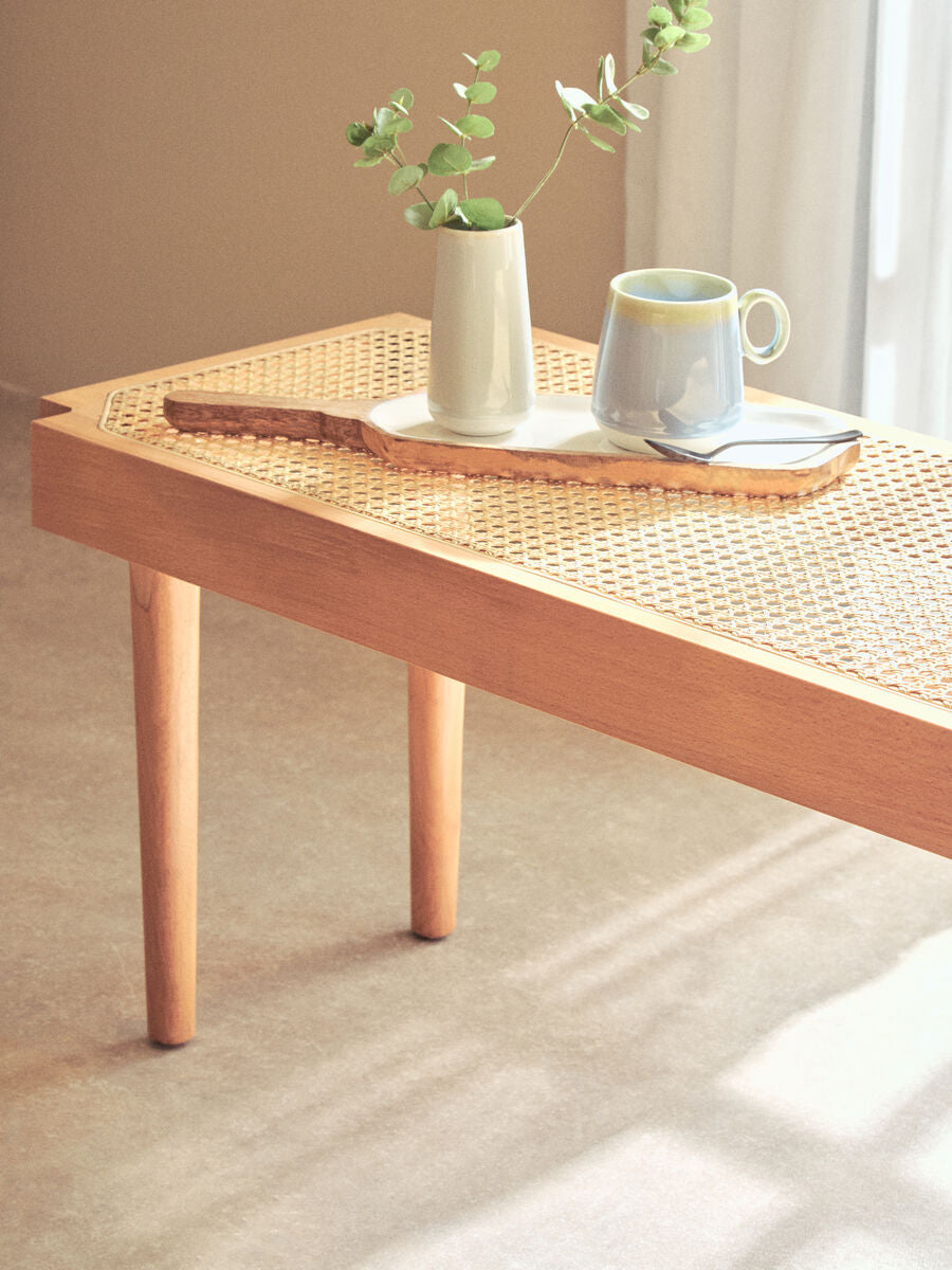 Natural Cane and Beech Wood Bench | Cebu