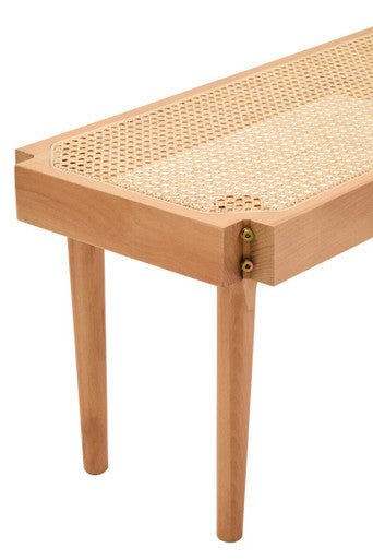 Natural Cane and Beech Wood Bench | Cebu