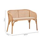 Cebu Natural Beech Wood Bench with Rattan Backrest