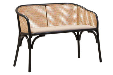 Natural Cane Bench with Black Beech Wood Frame | Cebu