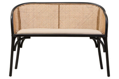 Natural Cane Bench with Black Beech Wood Frame | Cebu