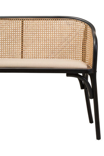 Natural Cane Bench with Black Beech Wood Frame | Cebu