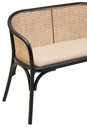 Natural Cane Bench with Black Beech Wood Frame | Cebu