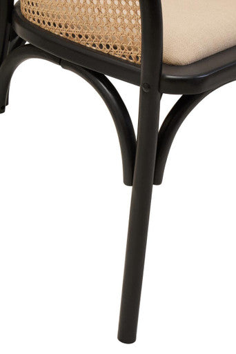 Natural Cane Bench with Black Beech Wood Frame | Cebu