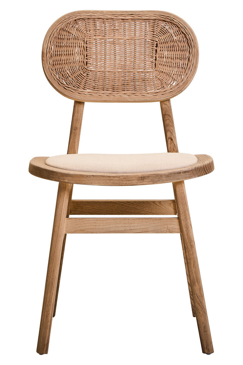 Beige Fabric and Grey Wash Elm Wood Dining Chair | Cebu