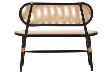 Natural Cane Bench with Black Elm Wood Frame | Cebu