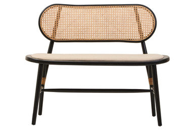 Natural Cane Bench with Black Elm Wood Frame | Cebu