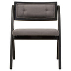 Cebu Black Wood Folding Chair with Grey Fabric Seat