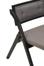 Cebu Black Wood Folding Chair with Grey Fabric Seat