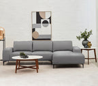 3 Seater Grey Fabric Right Chaise Sofa | Toulon