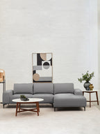 3 Seater Grey Fabric Right Chaise Sofa | Toulon