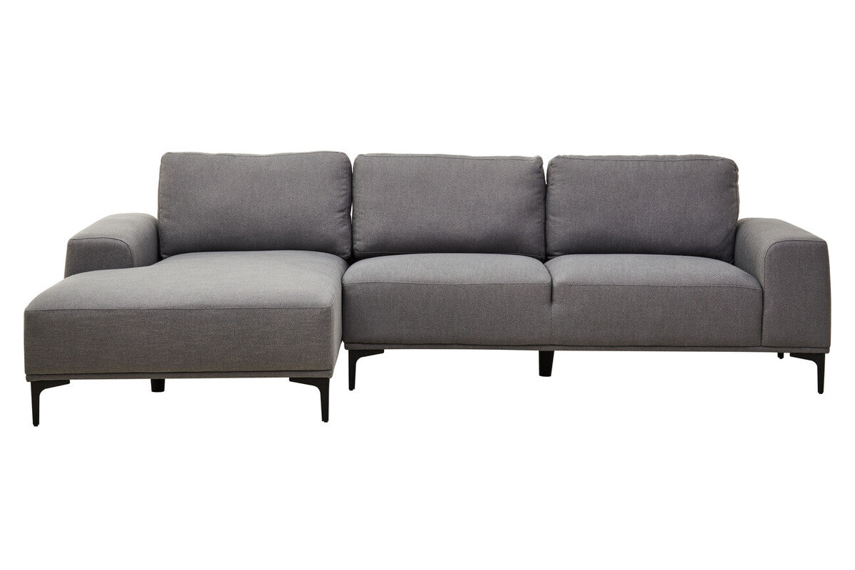 3 Seater Grey Fabric Left Chaise Sofa, Toulon