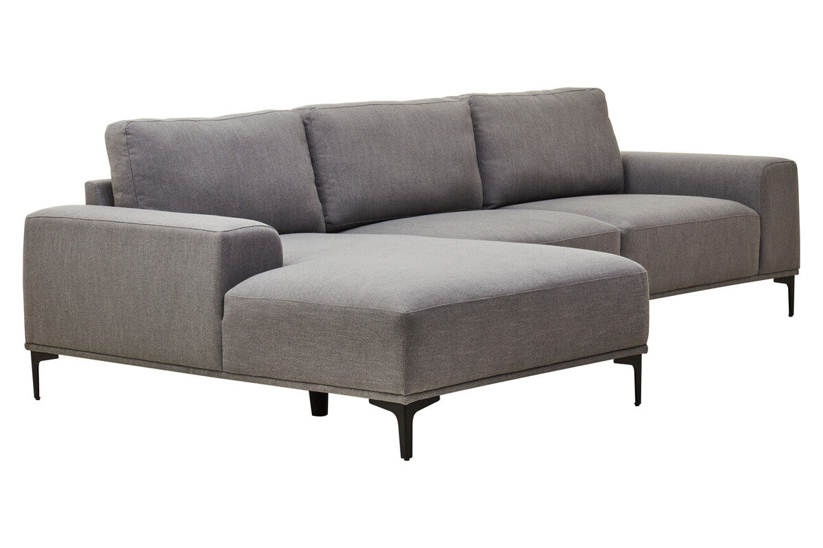3 Seater Grey Fabric Left Chaise Sofa, Toulon