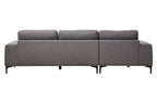 3 Seater Grey Fabric Left Chaise Sofa, Toulon