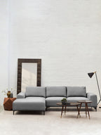 3 Seater Grey Fabric Left Chaise Sofa, Toulon