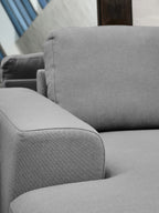3 Seater Grey Fabric Left Chaise Sofa, Toulon