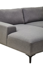 3 Seater Grey Fabric Left Chaise Sofa, Toulon