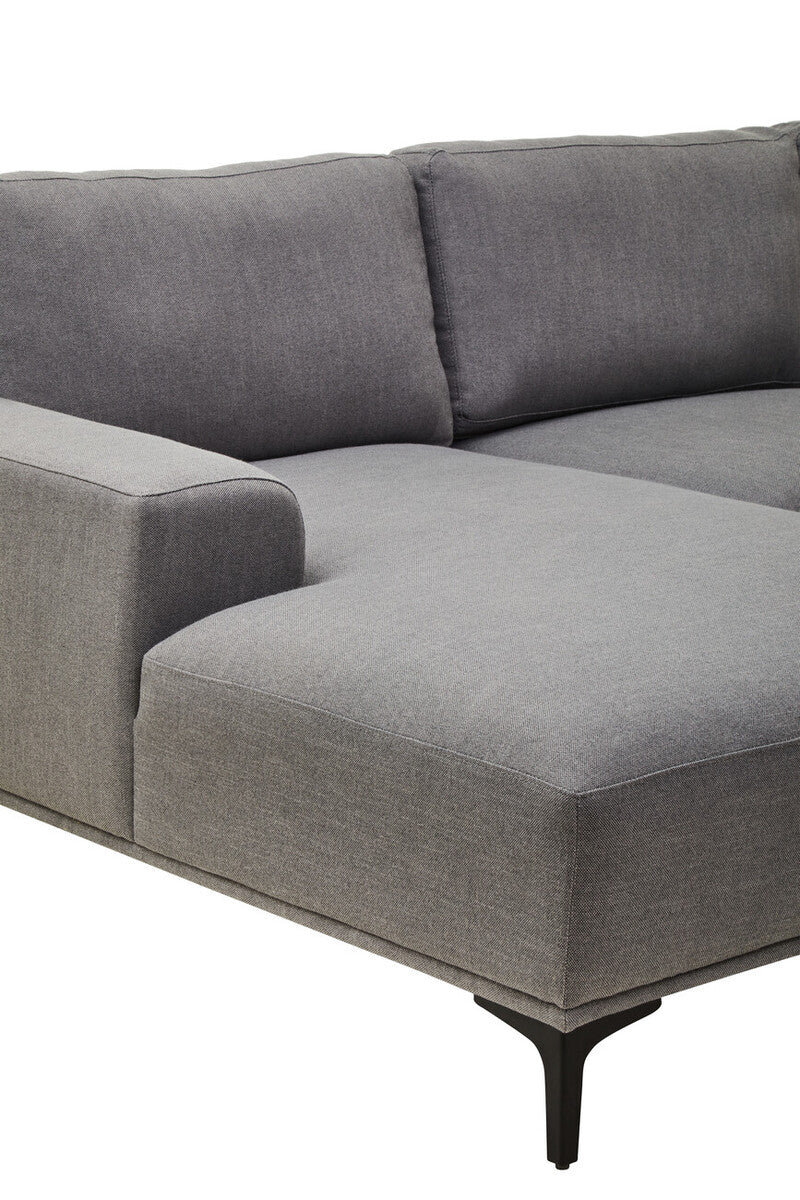 3 Seater Grey Fabric Left Chaise Sofa, Toulon