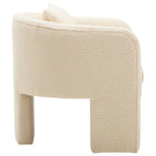 Ozzero Ivory Boucle Curved Armchair with Matching Cushion