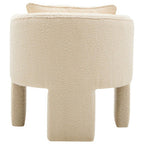 Ozzero Ivory Boucle Curved Armchair with Matching Cushion