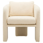 Ozzero Ivory Boucle Curved Armchair with Matching Cushion
