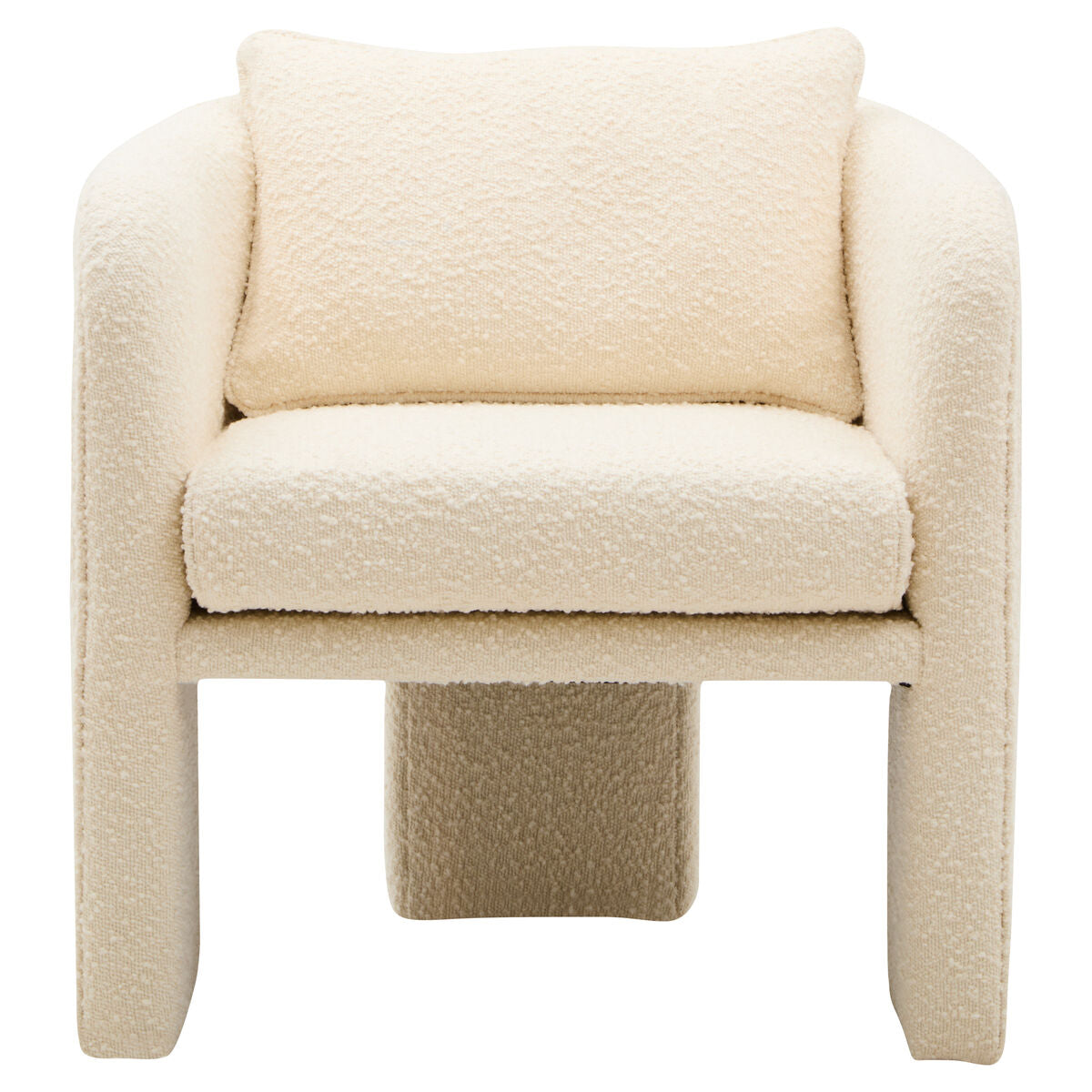 Ozzero Ivory Boucle Curved Armchair with Matching Cushion