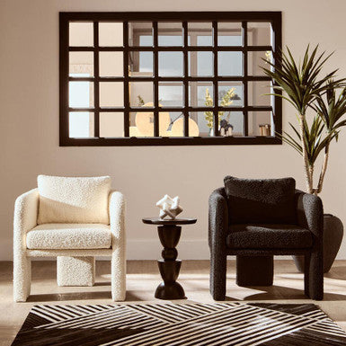 Ozzero Ivory Boucle Curved Armchair with Matching Cushion